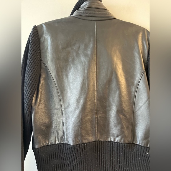 Tristan & Iseut Leather Jacket With Knit Ribbed Sleeves - Picture 9 of 15